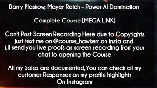 Barry Plaskow, Mayer Reich  course - Power AI Domination download