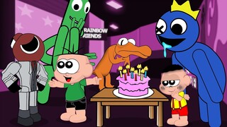 Cebolinha e Cascão em Aniversario Azul Babão Rainbow Friends Roblox