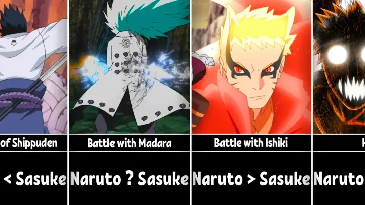 NARUTO vs SASUKE Who Stronger in each Power up