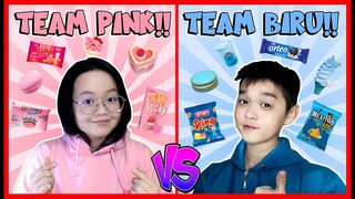 CHALLENGE MAKAN 1 WARNA !! TEAM PINK VS TEAM BIRU !! Feat @sapipurba Roblox