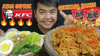 MUKBANG AYAM GEPREK KFC DAN MIE GEKIKARA RAMEN HOT CHICKEN KUAH - RASANYA SUPERANTAP