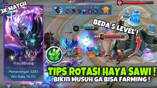 TUTORIAL BIKIN MUSUH STRESS GA BISA FARMING! BEDA 5 LEVEL! TIPS ROTASI HAYABUSA SAWI! Mobile Legends