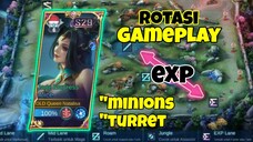 gameplay rotation alice mobile legends in exp lane | focus minion and turret