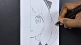 Anime sketch | how to draw Anya Forger half face step-by-step