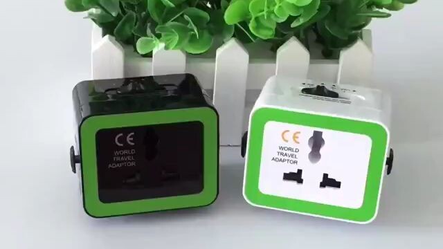 All in one travel adapter with Dual USB port and a safety shutter