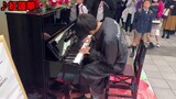 Japones Toca Piano en publico opening Demon Slayer  Kimetsu no Yaiba OP by Lisa