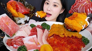 [ONHWA] Tiếng nhai trứng cá hồi, trứng nhím biển và cá ngừ sashimi!