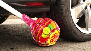 EKSPERIMEN : MOBIL vs JUMBO CHUPA LOLIPOPS | Crushing Crunchy & Soft Things by Car!