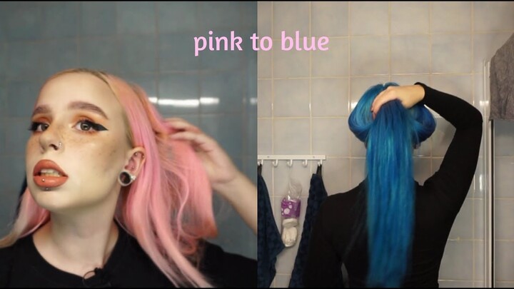 Hair Transformation! | Pastel Pink to Electric Blue