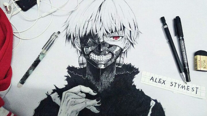 Drawing Ken Kaneki on uniforms #3