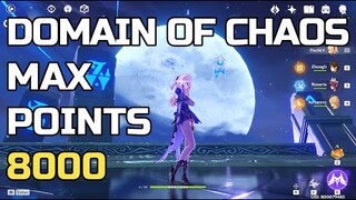 Domain of Chaos 8000 MAX POINTS! Fischl Zhongli Rosaria Xingqiu Gameplay