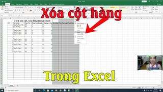 Hướng dẫn cách xóa cột xóa dòng trong excel