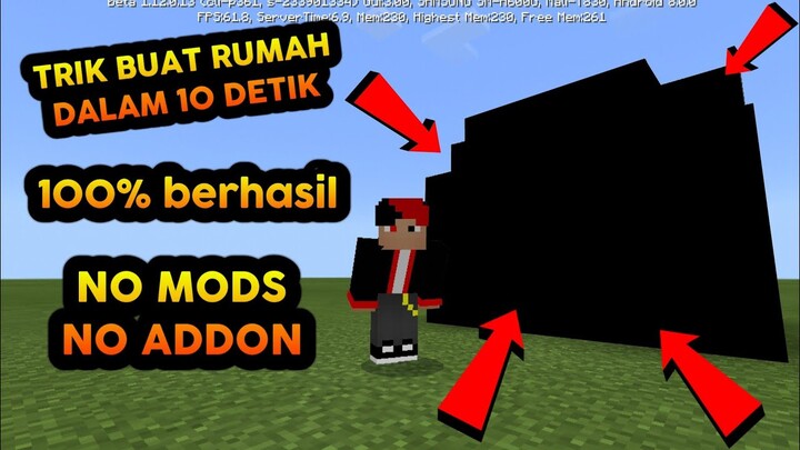 CARA MEMBUAT RUMAH DALAM 10 DETIK NO MODS NO ADDON - MINECRAFT INDONESIA