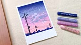[Painting] Sunset clouds - Painting with crayons