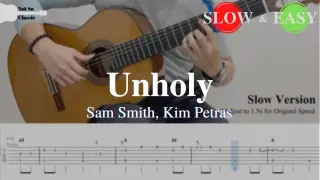 Unholy - Sam Smith, Kim Petras | Fingerstyle Guitar TAB (+ Slow & Easy)