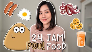 24 JAM MAKAN MAKANAN DI GAME POU!