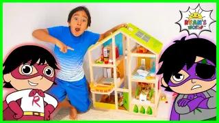 Ryan Plays with Giant Doll House  Superhero Story