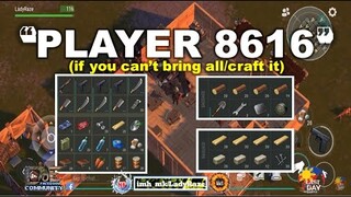 "PLAYER 8616" using tanning rack to block | 4 GUNS & CRAFTED MACHETES-  Last Day On Earth: Survival