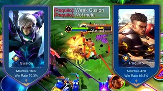 GUSION SIDELANER! UNDERRATED ASSASSIN GUSION VS STRONG META PAQUITO! WHO IS THE KING OF SIDELANE?