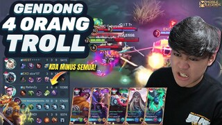 GENDONG 4 ORANG TROLL SENDIRIAN 1 VS 9 INI NAMANYA! DARK SYSTEM IS REAL - Mobile Legends