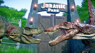 T-Rex & Spinosaurus Hunting In Jurassic Park - Jurassic World Evolution