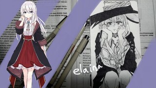 menggambar elaina dari anime majo no tabi tabi