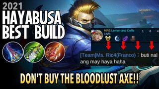 Hayabusa Best Build in 2021 | Top 1 Global Hayabusa Build | Hayabusa Gameplay - Mobile Legends