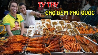 Ty Thy náo loạn CHỢ ĐÊM PHÚ QUỐC nhiều món ăn tôm hùm, hải sản ngập tràn - Ty Thy Vlog Gỏi đu đủ