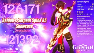 Genshin Impact - Beidou C6 & Serpent Spine R5 Damage Show - Open World - 1.6 Floor 12