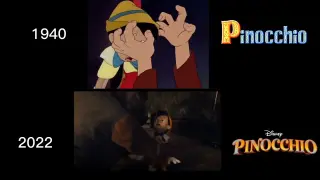 Pinocchio Transformation Scène Âne Comparaison (1940-2022)