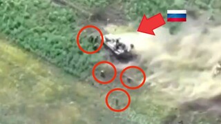 ukraine drone footage! Russian Tanks were blown up by a mine