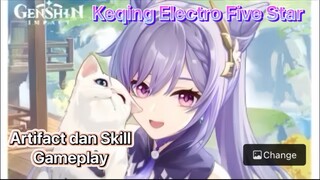 Genshin Impact Indonesia - Pembahasan Keqing Electro Five Star mengenai Artifact & Skill + Gameplay