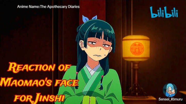 Reaction of Maomao's face for Jinshi ( Anime: The Apothecary Diaries)