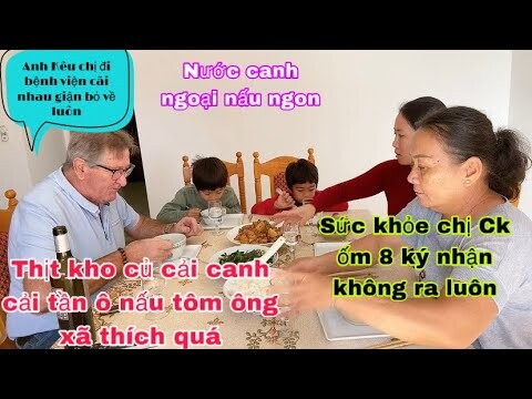 Bữa cơm gia đình thịt kho củ cải canh rau tần ô nấu tôm mẹ nấu ôxã thích lắm/cuộc sống pháp/món ăn