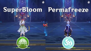 Nahida SuperBloom vs Ayaka PermaFreeze Team comp!! gameplay comparison [ Genshin Impact ]