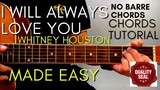 Whitney Houston - I Will Always Love You Chords (Guitar Tutorial) for Acoustic Cover