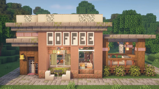 Minecraft  How to Build a Cafe no mods or texture packs pls leave a like and follow me for more!