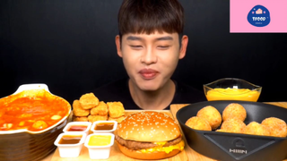 Ăn và cảm nhận tokboki, hamburger, bánh chiên #anngon