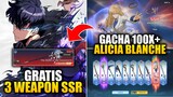 Gacha 100X ALICIA BLANCHE & GRATIS 3 Weapon SSR! | Solo Leveling : ARISE