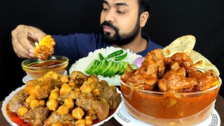 SPICY MUTTON ROGAN JOSH, CHOLE GOSHT MASALA, NAAN, GRAVY, RICE, SALAD, CHILI MUKBANG EATING SHOW ||