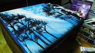 Blue Forest Acrylic Painting || 31 Days Challenge #5