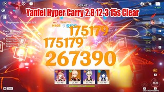 Yanfei Hyper Carry 2.8 Floor 12-3 15s Clear - Charged Atk & Nuke Combo Showcase