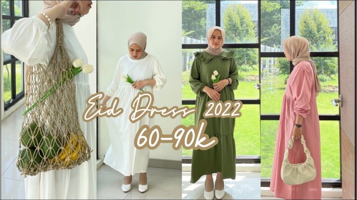 Shopee Haul Baju Lebaran 2022  || Eid Dress Gamis Polos Korean Style Murah simple  Elegant
