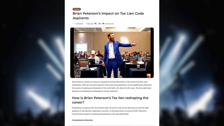 Brian Peterson's Impact on Tax Lien Code Aspirants
