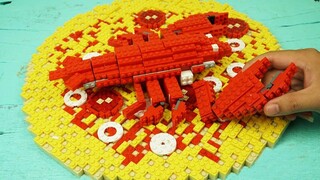 LEGO ท่ามกลาง US SANTA - ทำพิซซ่าสำหรับคริสต์มาส การทำอาหารแบบสต็อปโมชั่น & ASMR
