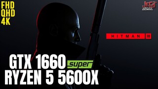 Hitman 3 | Ryzen 5 5600x + GTX 1660 Super | 1080p, 1440p, 2160p benchmarks!