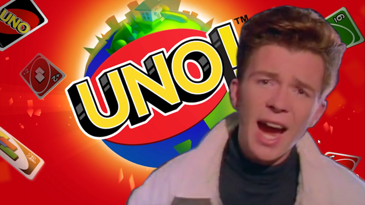 Rick Astley playing UNO