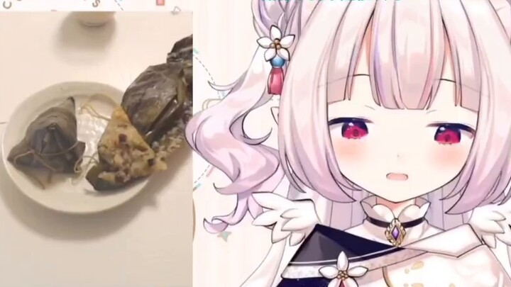 Japanese lolita eats mysterious rice dumplings on Dragon Boat Festival, saying they are very much to