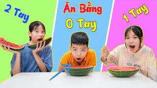 Thử Thách Ăn Bằng 0 TAY - 1 TAY - 2 TAY ♥ Minh Khoa TV