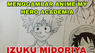 menggambar midoriya dari anime my hero academia